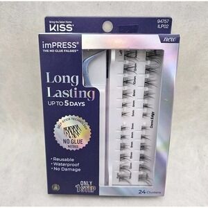 NWT KISS ImPress Demi Edgy Falsies Long Lasting Self Adhesive Eyelashes Reusable